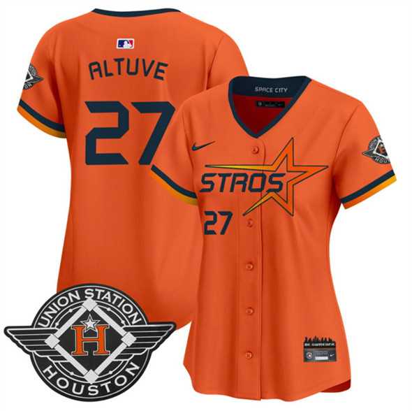 Womens Houston Astros #27 Jose Altuve Orange 2025 City Connect Limited Stitched Jersey Dzhi